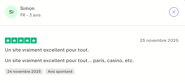 Avis client Yonibet sur Trustpilot